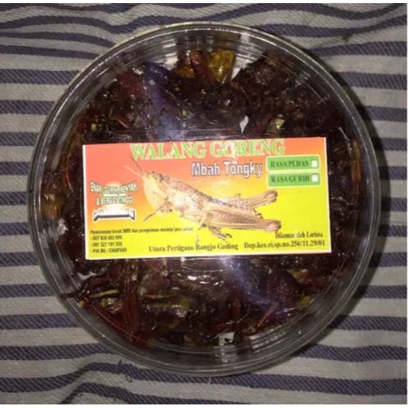 

belalang walang goreng rasa pedas kemasan toples 120gram