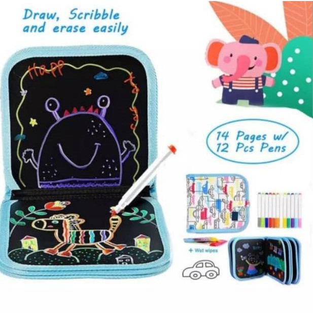 

MAGIC BOOK MENGGAMBAR MEWARNAI REUSEABLE DRAWING BOOK GRAFFITI BOOK BUKU GAMBAR TANPA DEBU NO MESS (