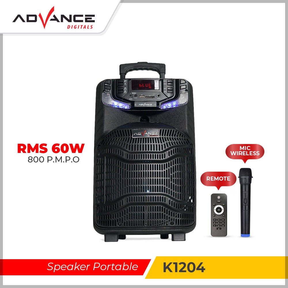 【READY STOCK】 Advance K1204 Speaker Meeting Karaoke Bluetooth 12 Inch Free 1 Mic Wireless with LED light TWS function