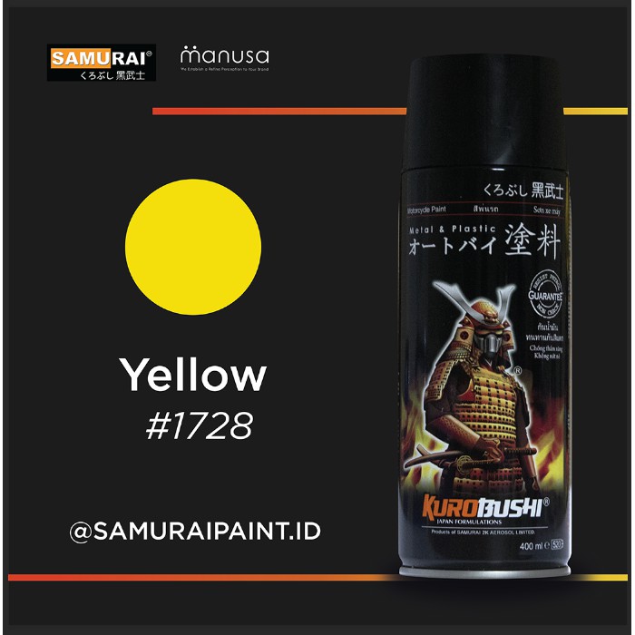 Samurai Paint Standard Yellow 1728 Kuning Standar #1728 Cat Aerosol Kualitas Kompresor