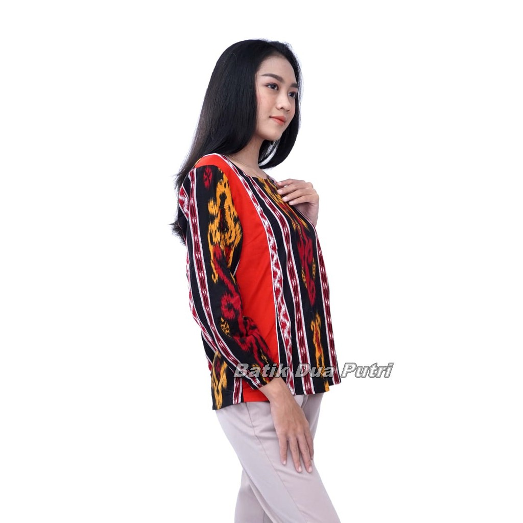 Atasan Batik Wanita Blouse Lengan Panjang