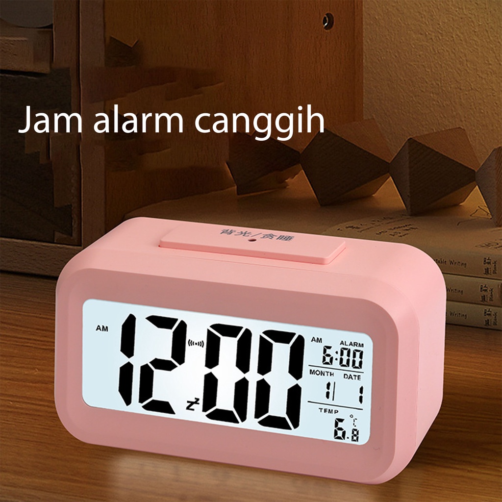 Smart Clock Multifungsi Weker Lampu Jam Alarm Digital Persegi Panjang Jam Meja Suhu