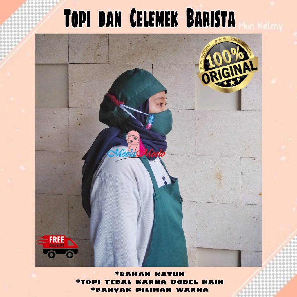 PROMO!! Topi Celemek Barista | Haircap Nursecap | celemek murah bahan katun | Apron masak