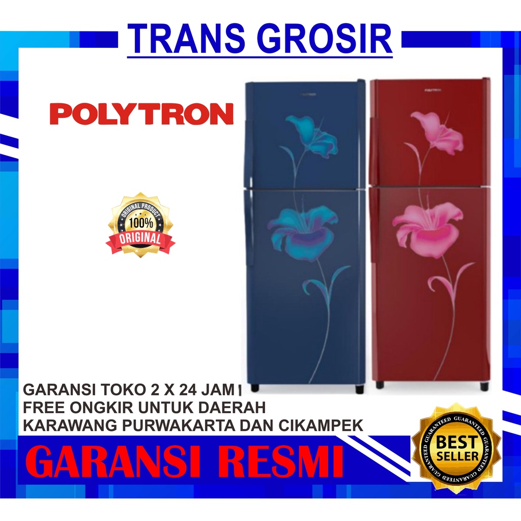 KULKAS POLYTRON PRM 21 BLB / BLR LEMARI ES 2 PINTU PRM21BNR BLB NEW