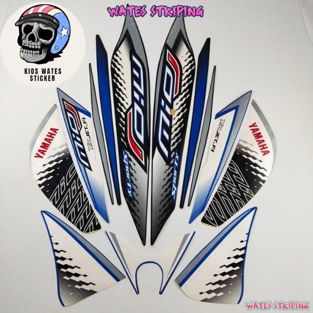 Striping Decal Polet Sticker Yamaha Mio j mioj sporty 2013 2014 sporty hitam putih list standar berk