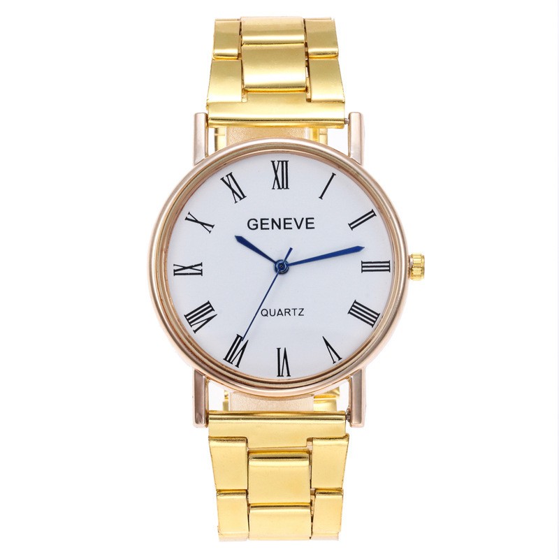 Jam Tangan Pria Dan Wanita Quartz Dial Bulat Romawi Stainless Steel Import-4