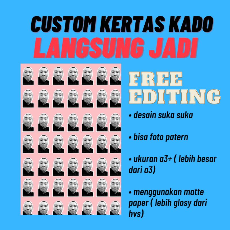 

(4pcs) KERTAS KADO CUSTOM MUKA | KERTAS KADO BUCIN | KADO | HADIAH ULANG TAHUN