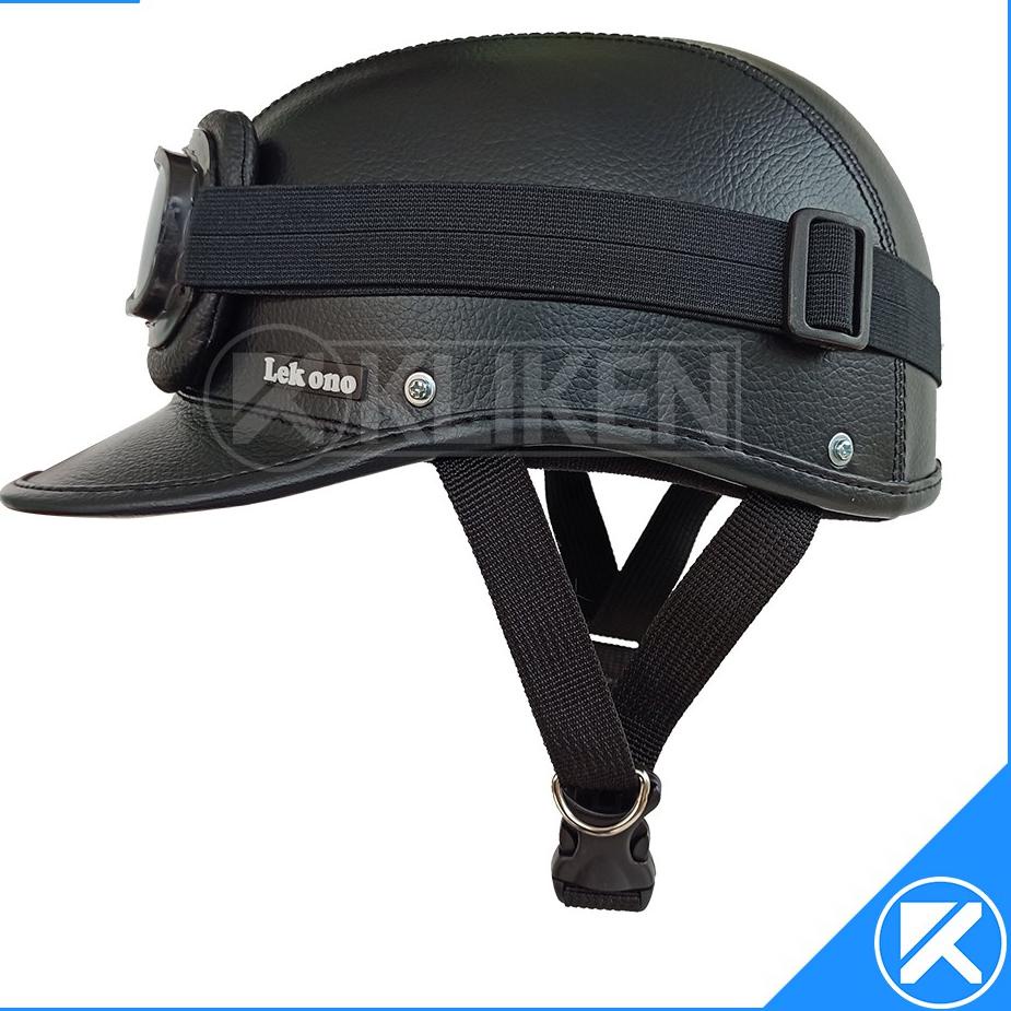 Bagus Banget.. Helm Sepeda Atau Berkuda Retro "LEK ONO" Dewasa Kulit Sintetis Dengan Kacamata