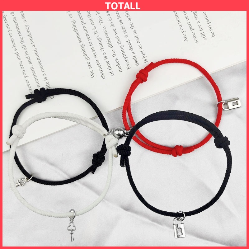 2 Pcs/set Baru Magnetik Beberapa Gelang Kunci Kunci Tali Tangan Pacar Dikepang Gelang Hari Valentine Hadiah TOTALL