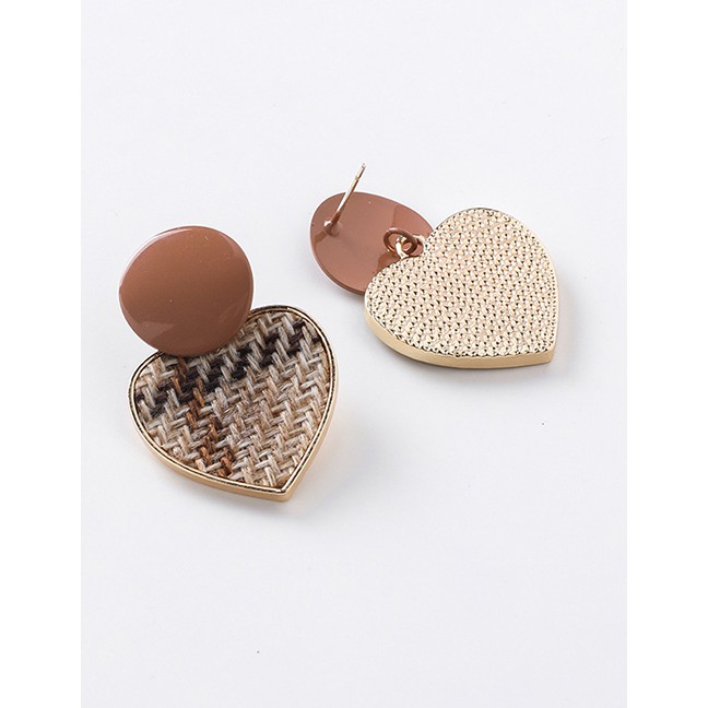 LRC Anting Tusuk Fashion 925 Silver Pin Plaid Fabric Weave Love Earrings D28110