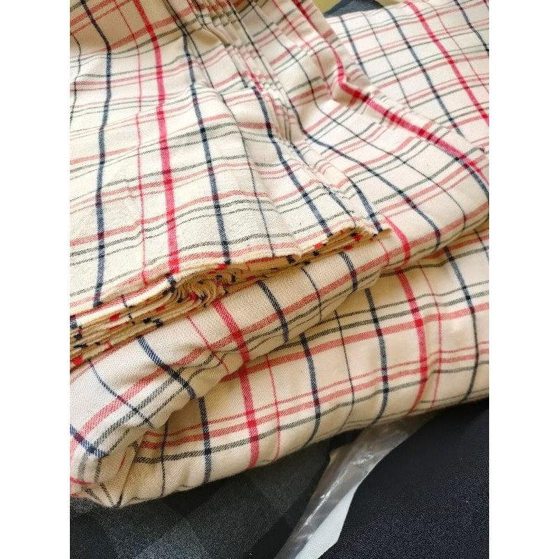 BAHAN KAIN FLANEL KOTAK HITAM IMPOR LEMBUT