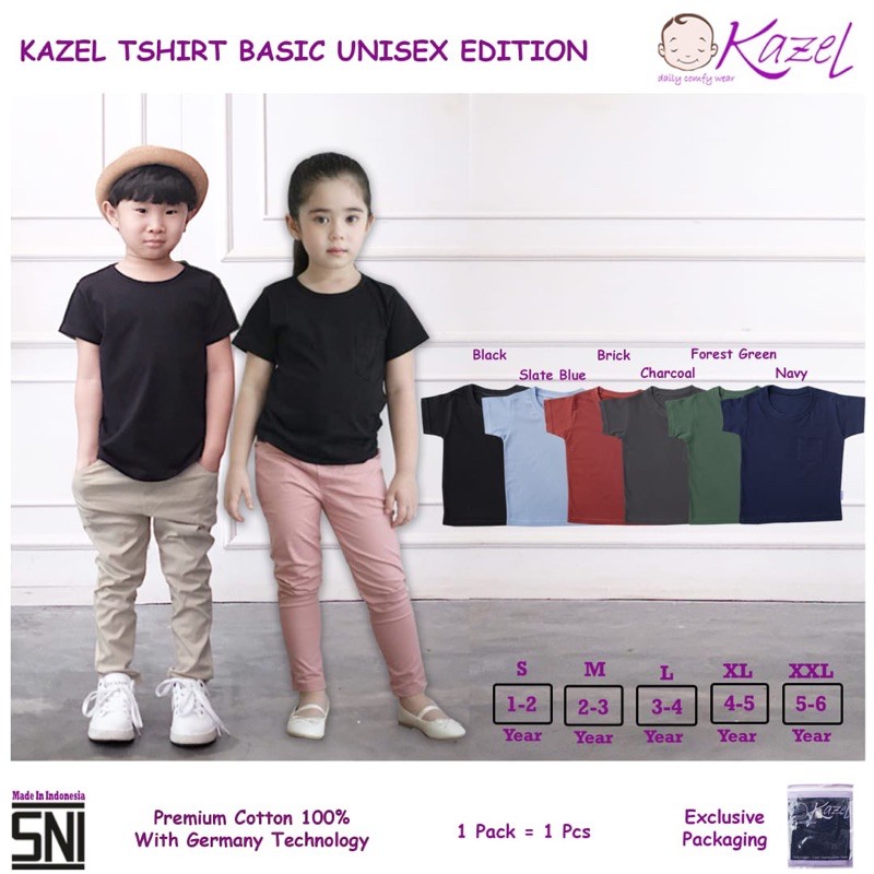 Kazel Tshirt Basic Pocket Unisex Edition - Kaos Anak murah