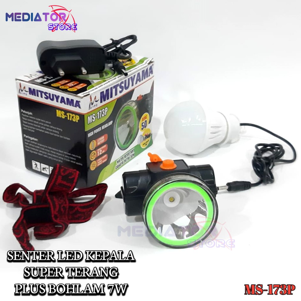 Lampu Senter Kepala Mitsuyama MS-173P Daya 30W Cahaya Putih Headlamp Waterproof 30W Senter Kepala