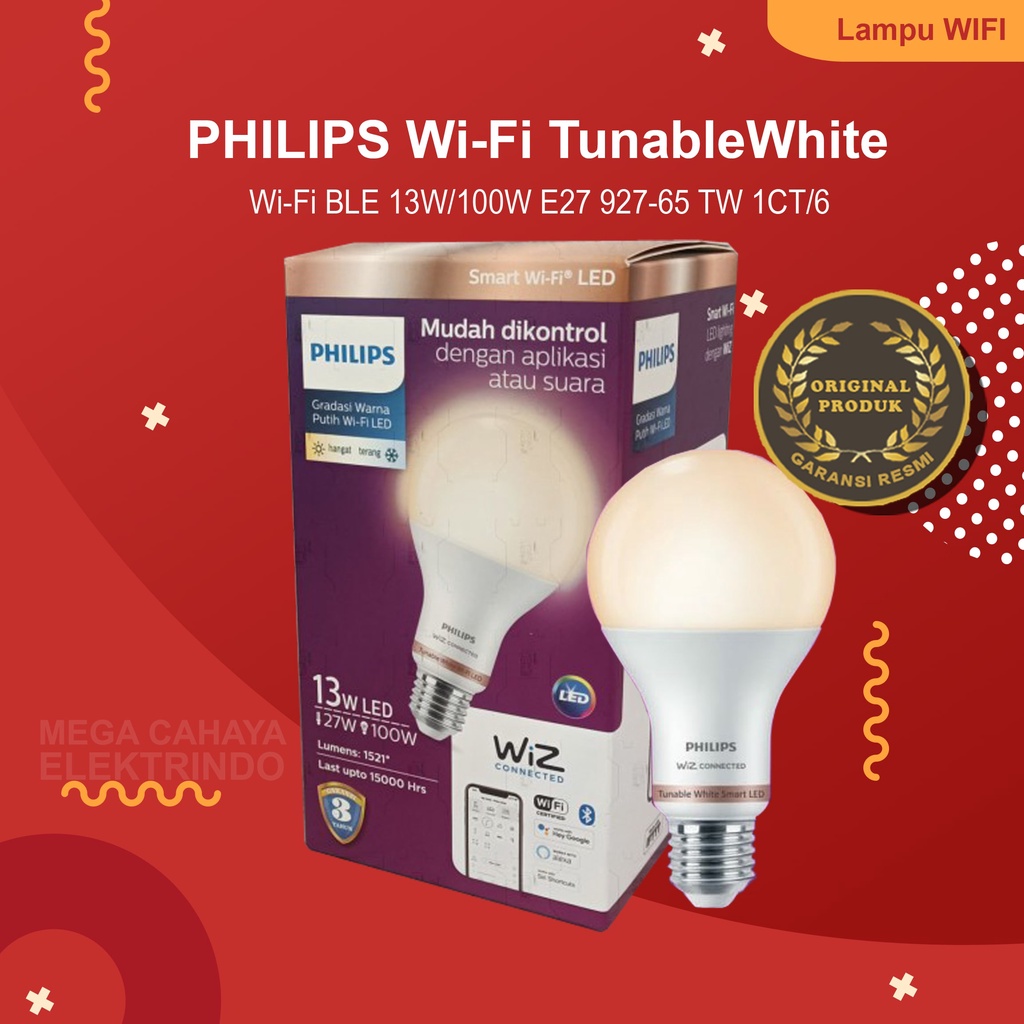 Philips Smart WIFI Bulb 13w TunableWhite (Putih)