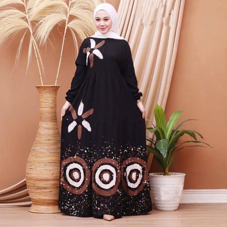 Stok terbatas.. BATIK USMAN Gamis Terbaru Gamis Twill Rayon Candimekar Abstrak Gamis syari Twil - Da