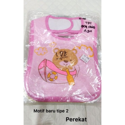 Tadah iler bayi / slebber bayi plastik perekat tali / celemek makan bayi