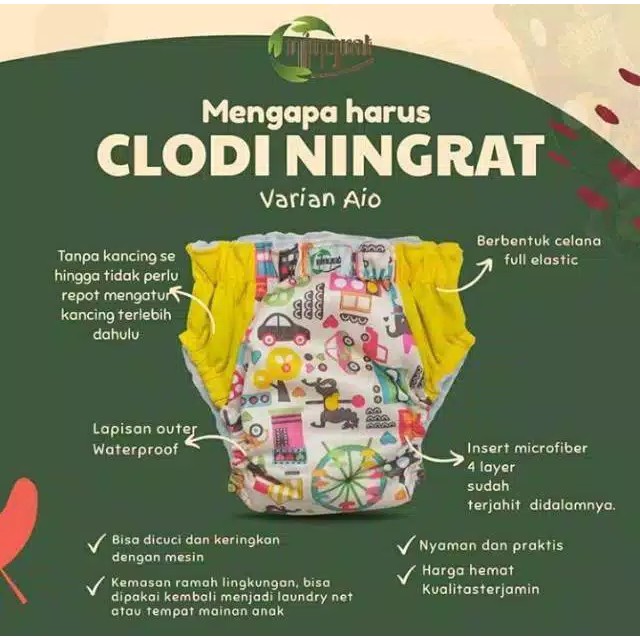 Paket Promo 3 pcs Clodi Ningrat Aio Reguler Dan Clodi Ningrat Jumbo Popok Cuci Ulang Terlaris