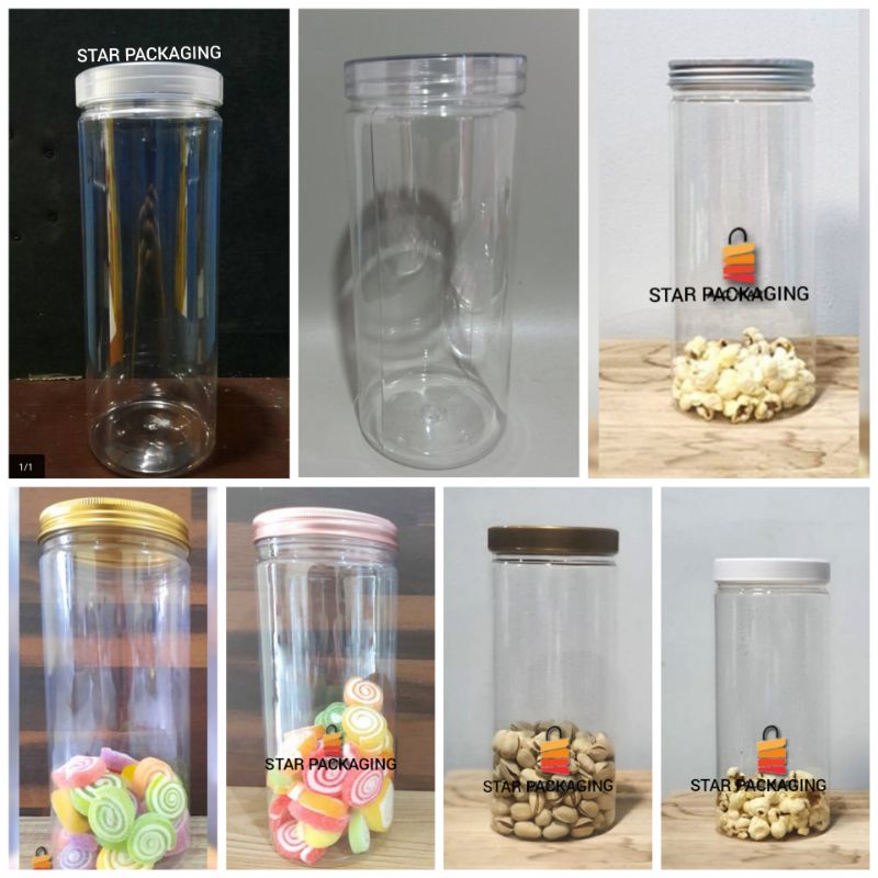 Toples 1500ml Toples Plastik 1500 ml Toples 1,5L PET Toples Cylinder 1500ml Tutup Bening / Natural