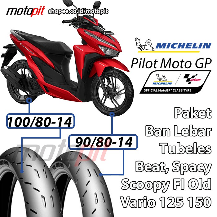 Michelin Paket Ban Lebar Vario 150 125 Sepasang 90 80 14 100 80 14 Pilot Motogp Shopee Indonesia