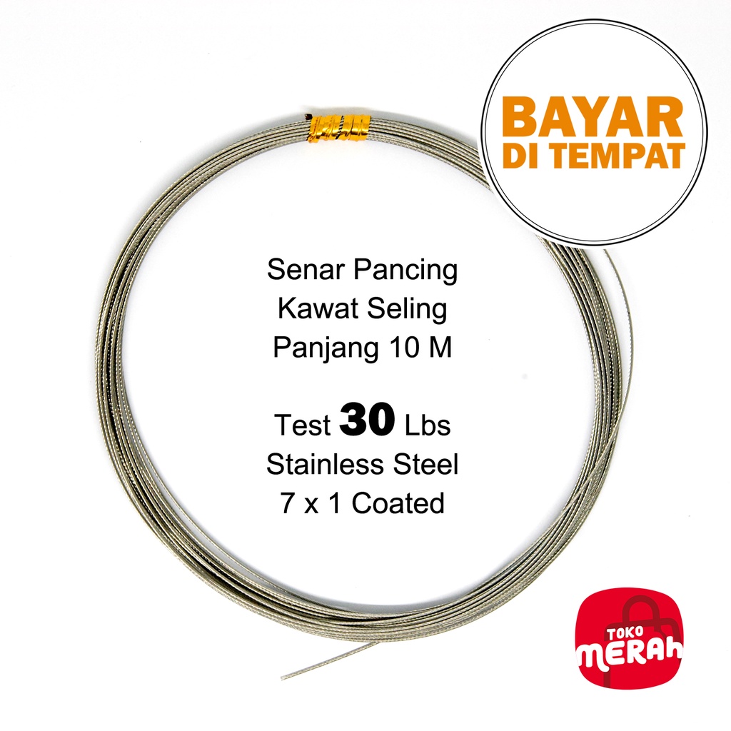 Senar Kawat Seling Pancing Senar Seling 30 Lbs Merk Kaizen - 10 M Perlengkapan Pancing