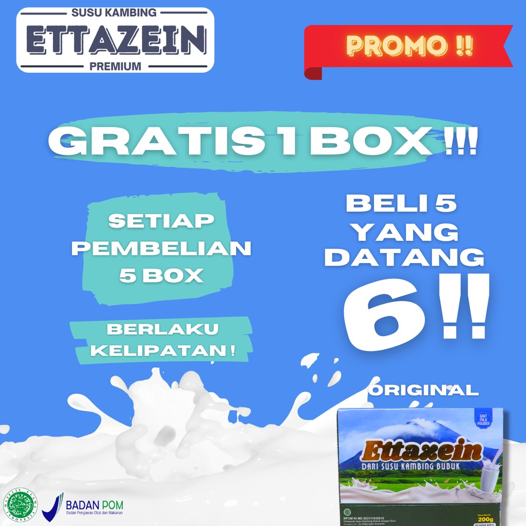 

[ORIGINAL] PROMO !!! BELI 5 GRATIS 1 BOX !!! SUSU KAMBING PREMIUM | SUSU KAMBING ETAWA BUBUK