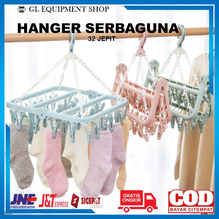 Gantungan Hanger Plastik CD Dan Bra Baju Bayi Celana Dalam Kaos Kaki Serbaguna Multifungsi 32 Jepit