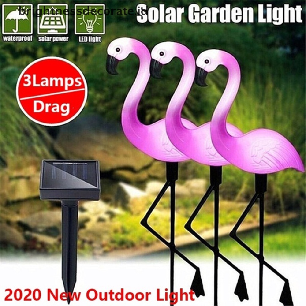 [birth] 3Lamps/Drag New Led Solar Power Flamingo Lawn Garden Stake Landscape Outdoor [ID]