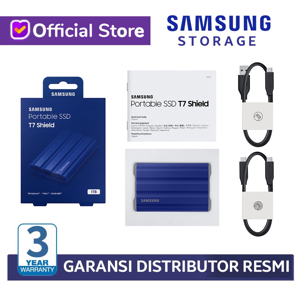 Samsung SSD T7 SHIELD Portable SSD 1TB / 2TB External SSD - Garansi 3 Tahun