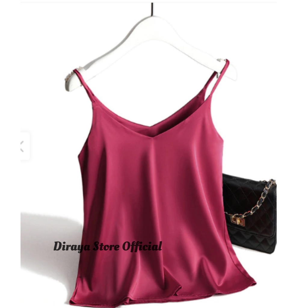 Diraya Tank Top Basic Korean Style Bahan Satin Premium 9 Warna-MAROON