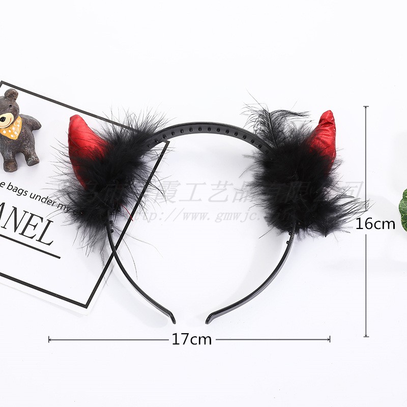 HBDV bando devil iblis devilman tanduk bulu headband halloween cosplay