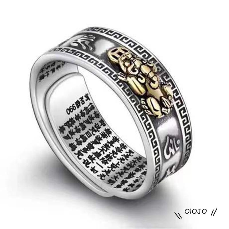 【COD】Pi Xiu Cincin Ibu Jari Tengah Pria / Wanita Warna Silver / Emas / Rose Gold