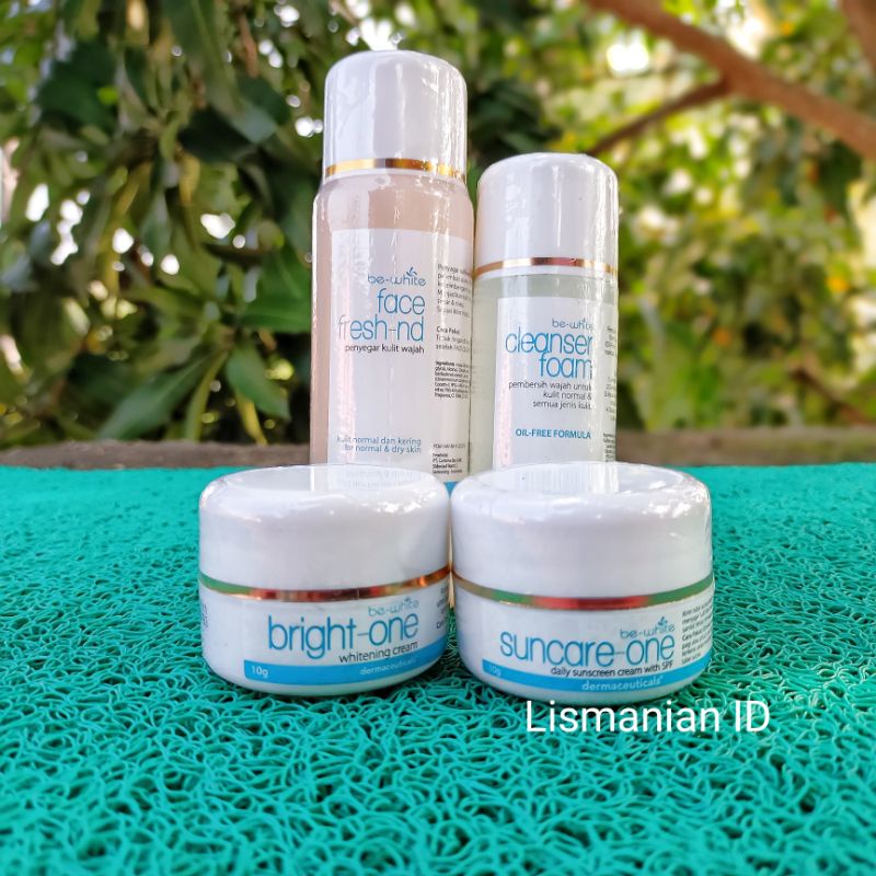 Be-White Paket Flek & Pencerah Wajah (4in1) - Suncare One, Bright One, Toner, Cleanser Foam