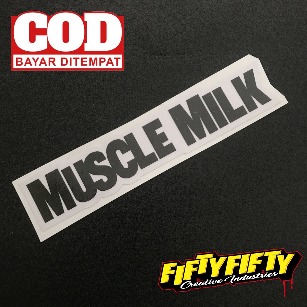 Stiker Print Cut MUSCLE MILK Panjang Stiker Printing Laminasi Glossy Stiker Motor Mobil Helm Sudah Membentuk Pola Desain