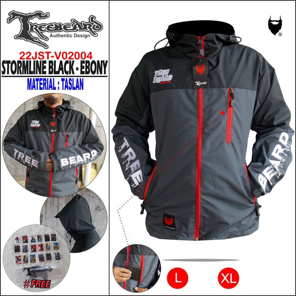 TERBARU ! Jaket Hoodie OUTDOOR Keren Pria Treebeard STROMLINE Anti Air - Jaket Anti Air - Jaket Gunung - Jaket Motor-ST BLACK EBONY