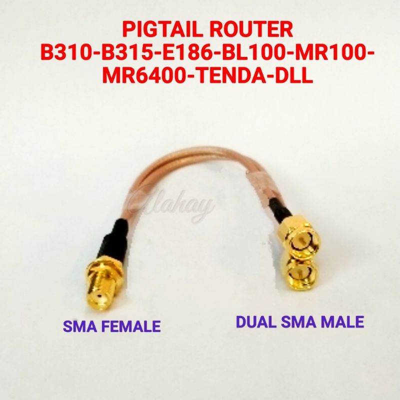 PIGTAIL ROUTER SMA FEMALE TO DUAL SMA MALE