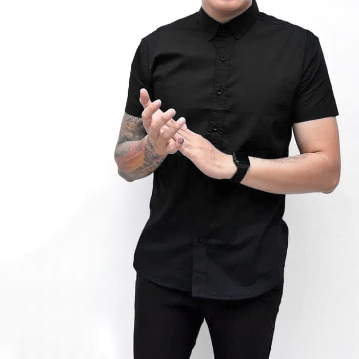 Kemeja Pria Boyi Top Man Lengan Pendek Kasual Polos Formal Kerja Size M-XL GMK