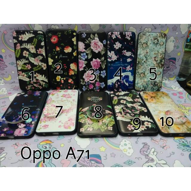 Case fuze glass flower+ pop socket oppo A71