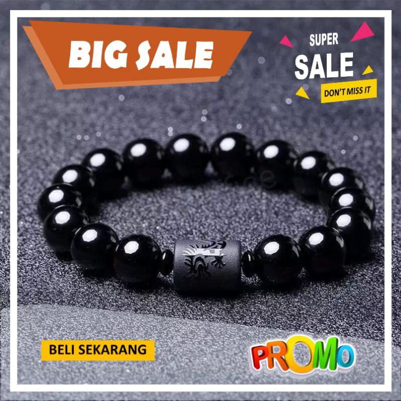 [COD] Gelang kesehatan pria wanita batu Giok Blackjade Naga Oryginal