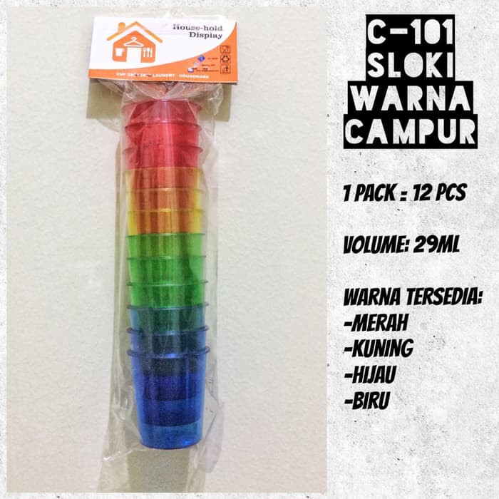 Stok Ready Gelas Sloki plastik   Shot Glass   Warna warni terakhir