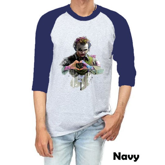 Kaos Raglan Abu Muda M61 Gambar Joker Lengan 3/4