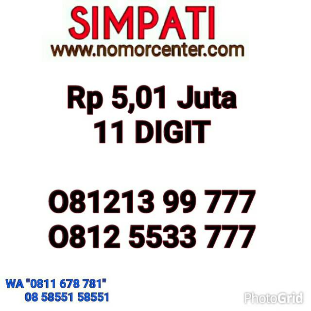 Kartu Perdana Simpati Seri Triple 777/777 _ 081213 99 777 ,11 Digit Terbaik #IN1 662