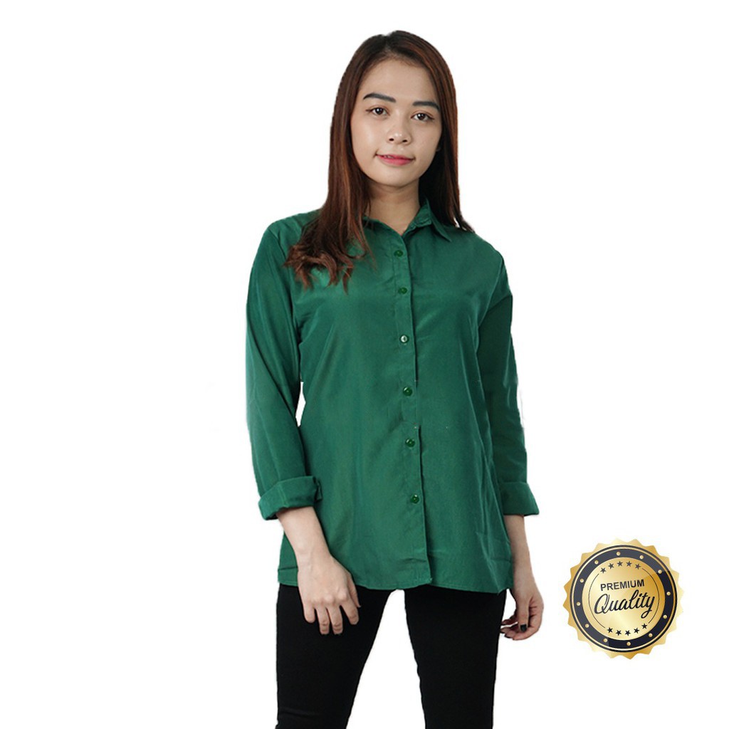 KEMEJA OFFICE/KEMEJA DIAN/KEMEJA BASIC KUALITAS PREMIUM BAHAN TWISCONE FIT TO M,L&XL HIGH QUALITY-hijau botol