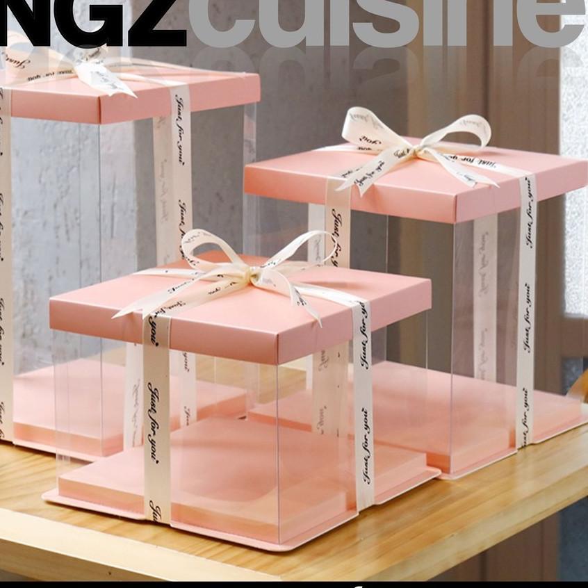 Wadah Tempat Kotak Kue Box Mika Hantaran Lamaran Nikah Transparent Cake Box Tanpa Pita Kue Seserahan