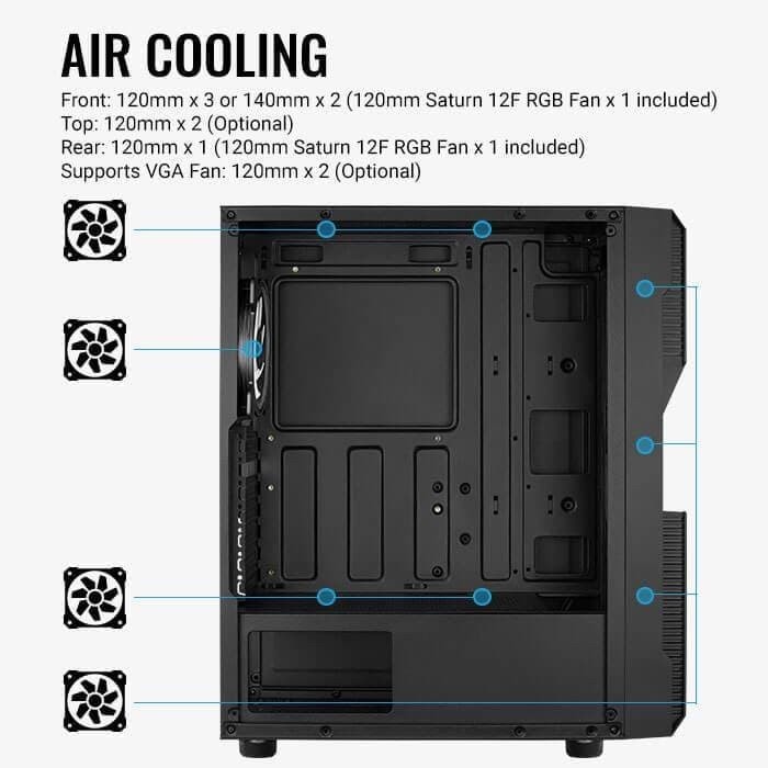 Aerocool Menace Saturn FRGB Include 2X Fan Frost 12cm