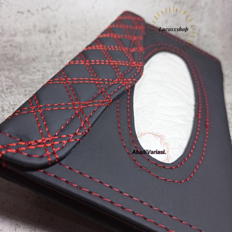 Tempat Box Tisseu Tisiu Tisu Mobil Jepit Sunvisor Kulit
