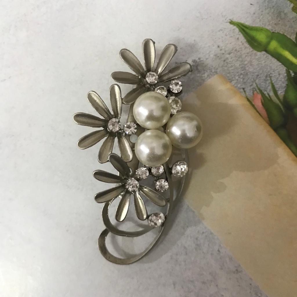 BROS DADA TERBARU  /AKSESORIS HIJAB kekiniaan kode 0124 0125 0126 0042 //bros hijab//bros blezer/bros kebaya-0125 SILVER PUTIH