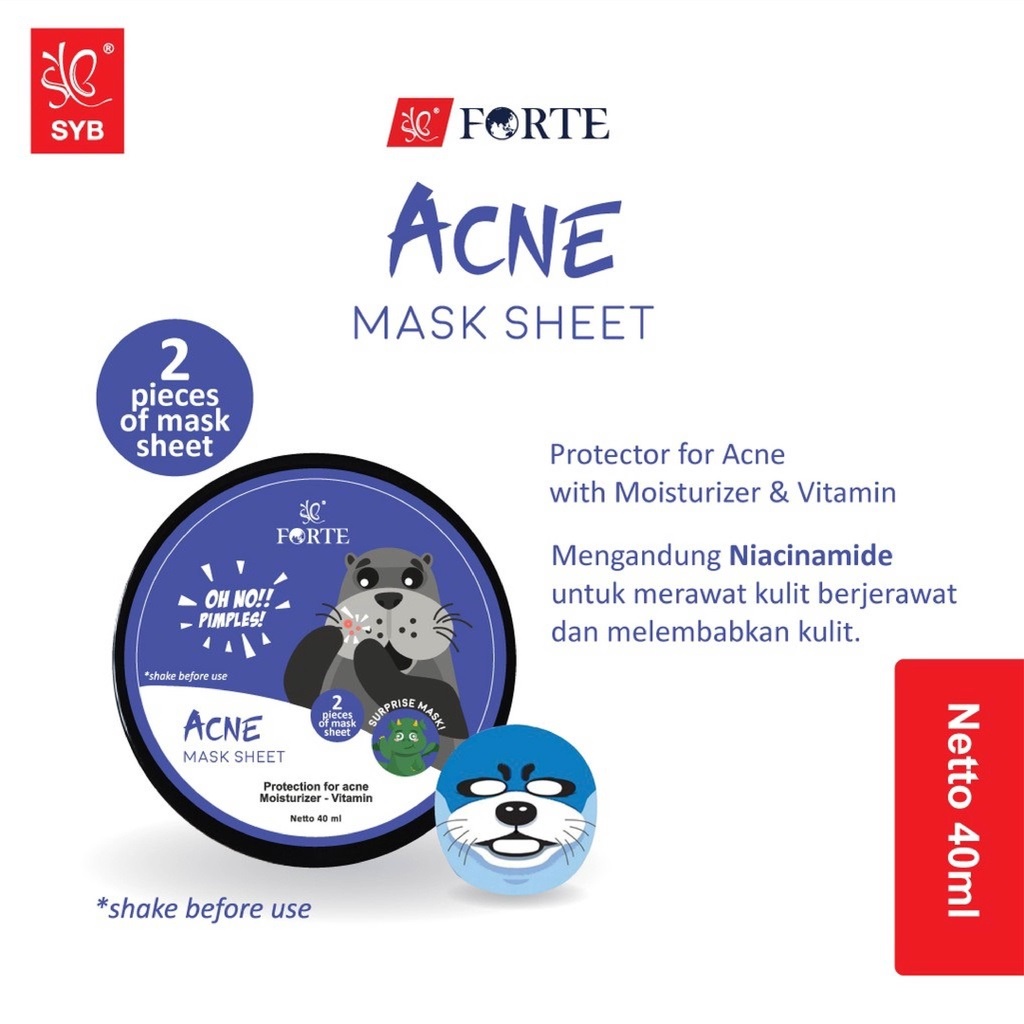 SYB Forte Animal Mask Sheet Mask Masker Wajah (BPOM) (VH)