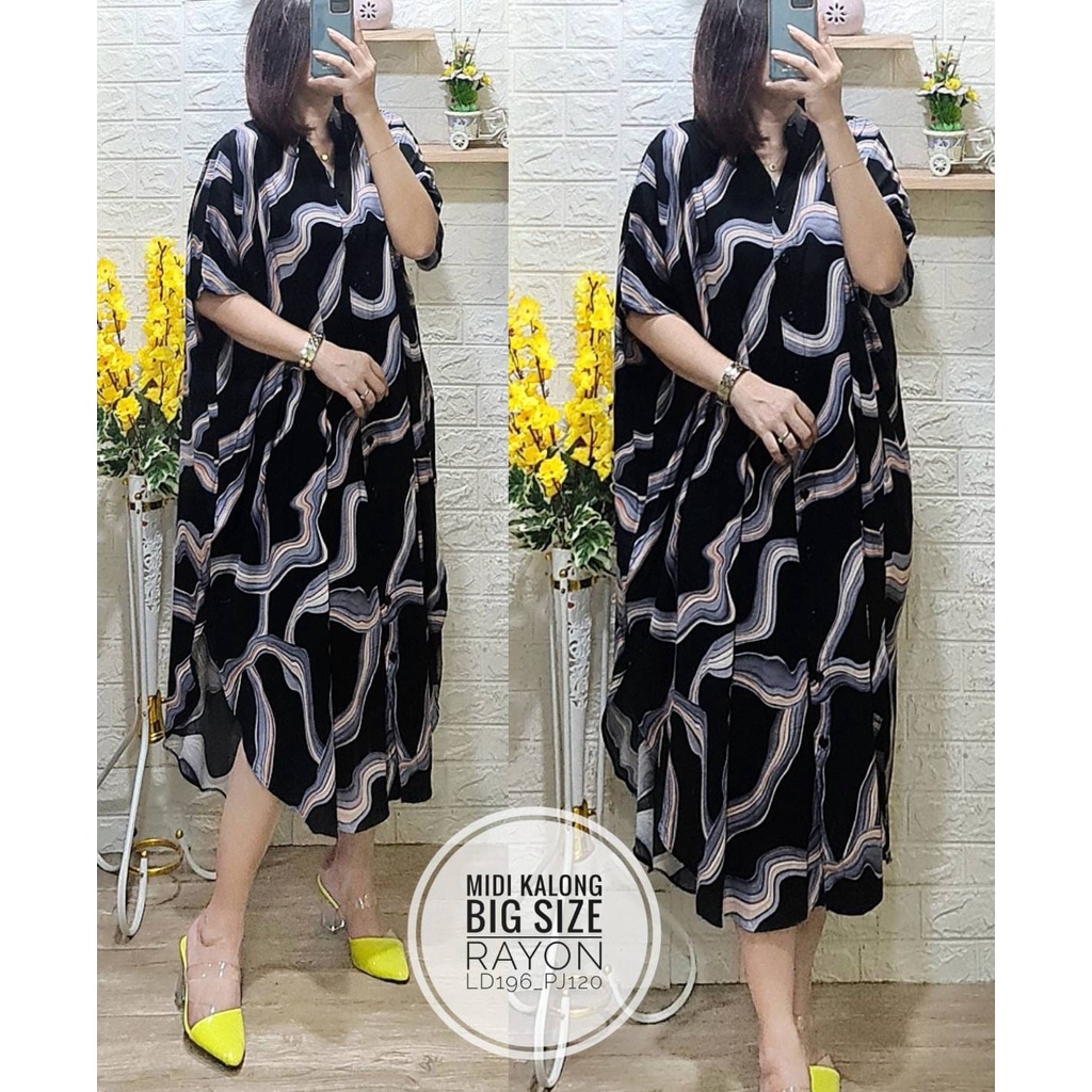 MIDI KALONG RAYON TWILL DRESS MOTIF