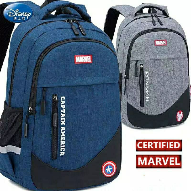 Qisswa_Tas Ransel Anak Sekolah Karakter Super Hero Spiderman Capten Amerika dan Ironman Ransel Anak Laki-laki Sekolah SD Ransel Baru 2021 Backpack Wanita Saku Nilon Tas Sekolah untuk Remaja Bahu Tas Travel Ransel Wanita