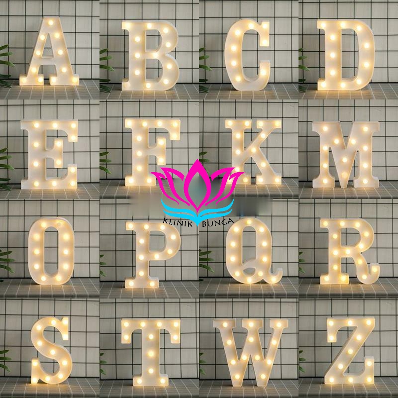 [ A s/d Q ] Lampu LED Huruf / Lampu Huruf hias [ Tidak Termasuk BATERAI ]